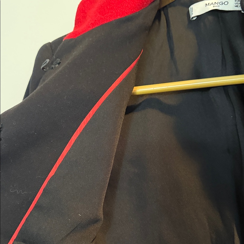 Mango Black Blazer with Red Trim and Gold Buttons - Picture 6 of 6